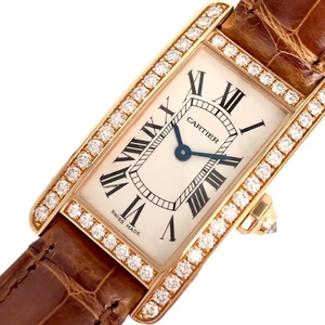 カルティエ Cartier タンク アメリカン SM WJTA0002 アイボリー K18ピンクゴールド 腕時計 レディース 中古