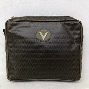 #7 イタリア製 MARIO VALENTINO マリオバレンチノ 総柄 PVC×レザー クラッチバッグ セカンドバッグ ハンドバッグ ビジネスバッグ かばん 