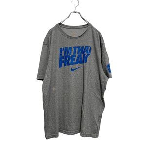 NIKE 半袖 プリントTシャツ 2XL グレー ブルー ナイキ ビッグサイズ クルーネック 袖プリント 古着卸 アメリカ仕入 a603-6453