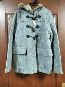 【中古】pom ponette junior ポンポネット L 160cm ダッフルコート グレー 女子 通学 JS JC JK クリーニング済 ウール混