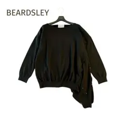 美品☆BEARDSLEY☆カシミヤ混変形ドット切り替えニット ブラック フリー