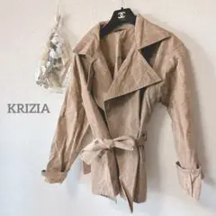 KRIZIA 美品 クリッツィア シワ加工 コート 42キャメル イタリア製