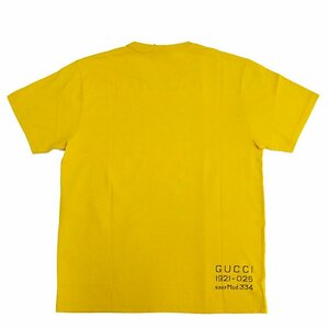 【1円/ほぼ未使用】グッチ GUCCI メンズ バックプリント ロゴ 半袖Tシャツ クルーネック オーバーサイズ コットン 無地 イエロー L 43878