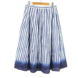 MAX MARA WEEKEND LINE スカート フレア ミモレ ロング ストライプ コットン 38 M 青 ブルー 白 ホワイト