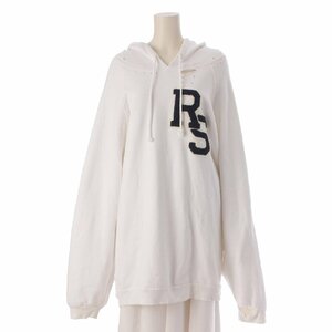 【ラフシモンズ】RAF SIMONS　20AW オーバーサイズ フーディ パーカー ダメージ加工 ロゴ ホワイト S 【中古】【正規品保証】207593