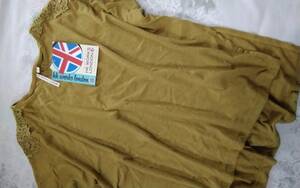 ☆感謝祭☆レディース☆HKWORKS LONDON ☆可愛い！肩にレース付き脇スリット入りの黄色半袖ドルマンTシャツです(o^―^o)サイズM☆新品☆