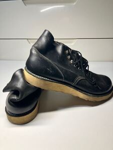 ★REDWING ブラック 革靴 レースアップブーツ 踵潰れあり レッドウィング メンズ サイズ27cm？ 