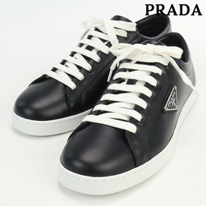 中古 プラダ スニーカー メンズ ブランド PRADA ブラッシュドレザースニーカー ファブリック 2EE376 3F0E F0632 ブラック