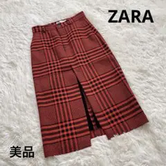 美品　ザラ　ZARA タイトスカート　チェック　千鳥格子　スリット　 S