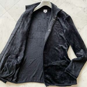 極美品/XXLサイズ★ アルマーニ コレツィオーニ ARMANI COLLEZIONI パイル生地 ジャケット カーディガン 春夏 レーヨン size54 ブラック 黒