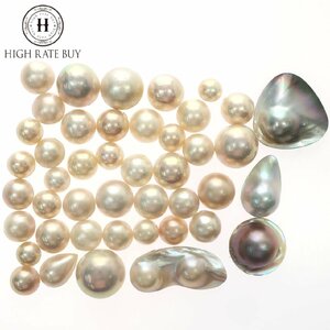 1円スタート 真珠 マベパール Pearl マベ貝 半円真珠 大量 45点まとめ 丸玉 大珠 ルース 裸石 ジュエリー jewelry 宝石 重量127.9g