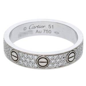 カルティエ リング LOVE WEDDING BAND DIAMOND-PAVED サイズ:51/11号 K18WGダイヤラブリング 中古 GZ11