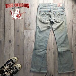 ☆True Religion トゥルーレリジョン☆503 USED クラッシュ加工 ブーツカット デニム レディース W24 S917