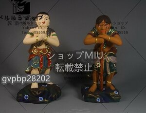 極上質 貴重品 仏教美術 クスノキ 精密細工 不動明王二童子像◆仏教美術 木雕 仏師で仕上げ品 不動明王 童子