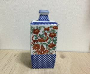 荻窯 染付赤絵花瓶 花器 生け花 一輪挿し 壺 昭和レトロ アンティーク 花道 華道 骨董