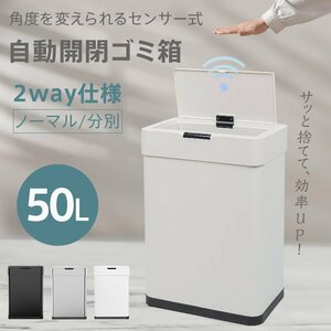 1円 ゴミ箱 自動開閉 センサー フタ付き タッチ操作 50L 大容量 電池 ダストボックス 分別 ニオイ対策 ステンレス キッチン sg246