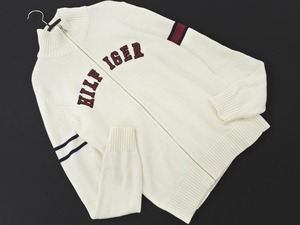 TOMMY HILFIGER トミーヒルフィガー ロゴ フルジップ ニット ジャケット sizeS/オフホワイト ◇■ ☆ ejc8 メンズ