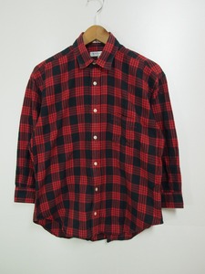 国内正規品 INDIVIDUALIZED SHIRTSインディビジュアライズドシャツ チェック柄 長袖シャツ アメリカ USA製 赤黒708I