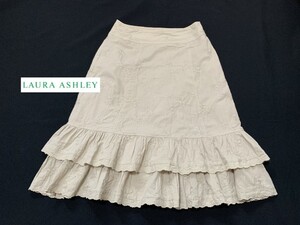 LAURA ASHLEY 【ローラアシュレイ】 花刺繍 ティアード スカート 9号