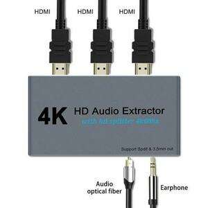 送料無料！4K HD Audio Extractor With HD Splitter　4K 60hz/音声分離器/1入力2出力