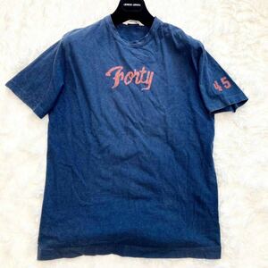 45rpm サイズ4（L相当）フォーティーファイブアールピーエム Tシャツ 半袖 プリント ネイビー ロゴ