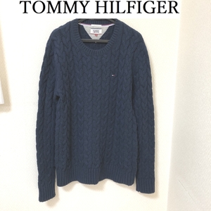 TOMMY HILFIGER トミーヒルフィガー メンズ ケーブル クルーネック セーター ネイビー S