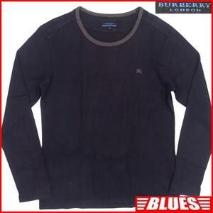 即決★BURBERRY BLUE LABEL★メンズM 廃版 Tシャツ ロンT バーバリーブルーレーベル 黒 三陽商会 カットソー 長袖 ナイト刺繍