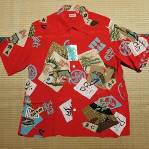 新品　SUN SURF　M　歌舞伎　SS34469　和柄　アロハシャツ　KABUKI　サンサーフ　Hawaiian shirt　隈取　スターオブハリウッド　滝沢歌舞伎