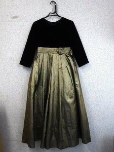 子供服 キッズ 女の子 長袖 ロングドレス 160サイズ ゴールド