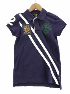 RUGBY RALPH LAUREN ラルフローレン ラグビー 刺繍 フレンチスリーブ ポロシャツ sizeS/紫 ■◆ ☆ ebc6 レディース