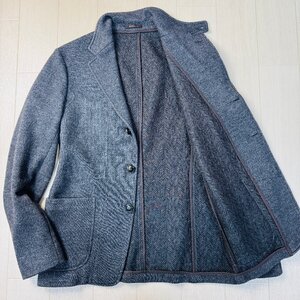 良品/48 L相当★アルマーニ/ARMANI COLLEZIONI メランジウール テーラード ジャケット シングル 裏地ヘリンボーン 起毛感 メンズ グレー