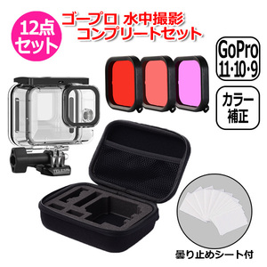 GoPro ゴープロ 12 11 10 9 用 アクセサリー 水中 撮影 コンプリート 12点 セット アクションカメラ ウェアラブルカメラ 防 送料無料