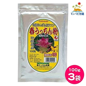 【送料込 クリックポスト】うっちん沖縄 春ウコン粉末 春ウコン粉 100g 3袋セット