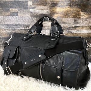 希少モデル TUMI トゥミ ボストンバッグ ハンド ショルダー 肩掛け 2way ビジネス 大容量 レザー 本革 黒 ブラック メンズ 3ポケット