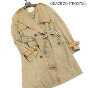 GRACE CONTINENTAL グレースコンチネンタル 通年 馬革使い♪ コットン リネン スプリング トレンチコート Sz.36　レディース　D3T00067_1#O