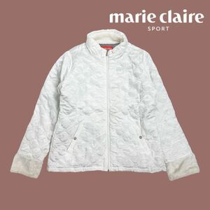 10T143☆ marie claire SPORT マリクレールスポーツ ホワイト ファー キルティング ジャケット アウター ゴルフウェア スポーツ Lサイズ