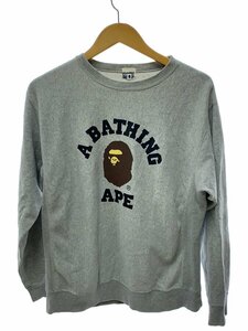 A BATHING APE◆クルーネックスウェット/フランケンタグ/M/コットン/グレー/プリント