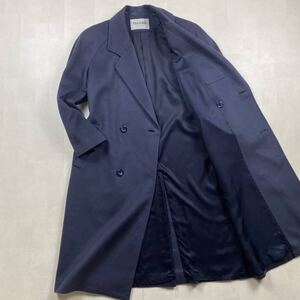 ☆極美品 希少2XL相当☆VISCARDI 【柔艶の極み】国産 カシミヤ100 マキシ丈 ダブル チェスターコート ネイビー メンズ 