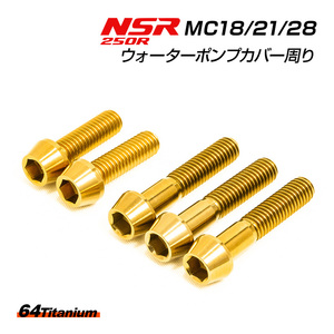 NSR250R ウォーターポンプカバー ディストリビューターパイプ チタンボルト 5本セット ゴールド MC18 MC21 MC28 NSR レストア 64チタン