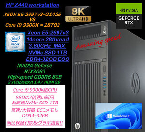 限定★新品RTX3060搭載!!superゲーミング＆4K動画編集高性能マシン★新品超高速NVMeSSD1TB(5年保証)＆DDR4-32GB＆超高速core i9超xeon