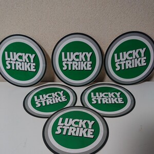 ステッカー　シール　計6枚　セットLUCKYSTRIKE ラッキーストライク タバコ　緑　グリーン　直径約15cm　 【HO-032701】