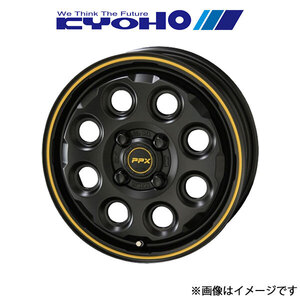 共豊 アルミホイール 4本 PPX Mil:8 N-VAN JJ1/JJ2(12×3.5J 4-100 INSET45 セミグロスブラック/イエローライン)KYOHO