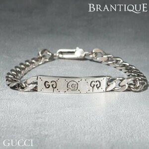 GUCCI グッチ SV シルバー 925 ゴースト 455321 サイズ19 ドクロ 骸骨 ブレスレット 19.6g 箱 ユニセックス アクセサリー 「23859」