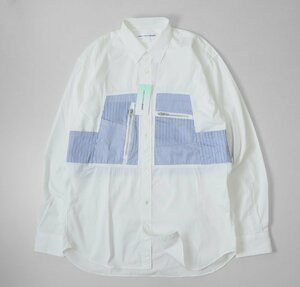 COMME des GARCONS SHIRT ◆ パッチワーク ジップデザイン 長袖 シャツ 白 Sサイズ コムデギャルソン ◆ K2C