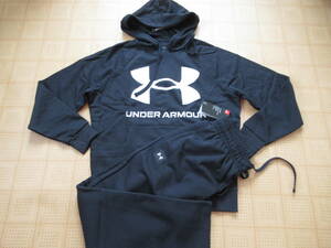 即決新品 LGサイズ UNDER ARMOUR アンダーアーマー裏起毛スウェット上下セット セットアップ ビックロゴ ブラック COLDGEAR