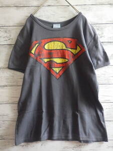 値下げ中　superman　スーパーマン　半袖Tシャツ　グレー　ビッグロゴ　古着　