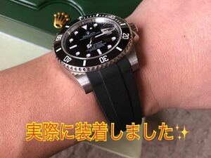 新品！ブラック！ロレックス等に！２０mm用ラバーベルト！ラバーバンド！No. ラバーB xBN(尾錠無)