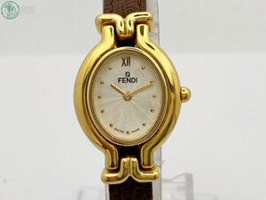 BA0607373　◇ FENDI フェンディ 640L QZ QUARTZ クォーツ オーバル ゴールド 革ベルト ２針 ブランド アナログ 腕時計 中古 ベルト劣化