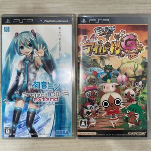 RE110d PSP ソフト2本 プレイステーションポータブル 初音ミク プロジェクトディーヴァ Diva extend モンハン日記 ぽかぽかアイルー村G