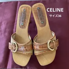 CELINE  セリーヌ　マカダム　ウッド＆クロコダイル　サンダル